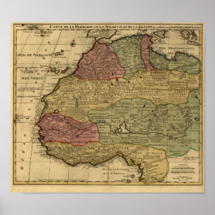 Póster Mapa del norte de África de la época de 1742