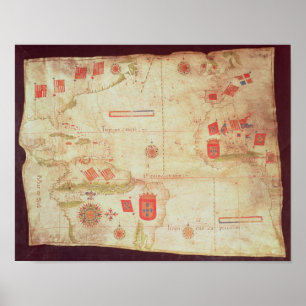 Póster Mapa del Océano Atlántico, c.1550