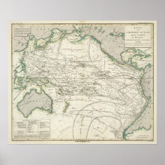Póster Mapa del Océano Pacífico
