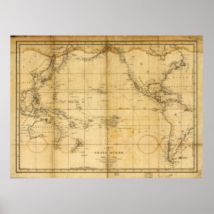 Póster Mapa del Océano Pacífico (1788)