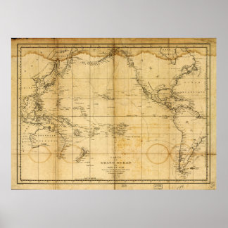 Póster Mapa del Océano Pacífico (1788)