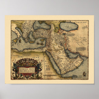 Póster Mapa Del Oriente Medio 1600