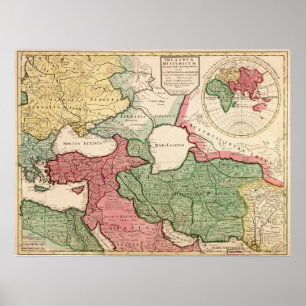 Póster Mapa del Oriente Medio (1712)