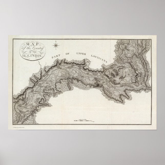 Póster Mapa del país de Illinois (Frente)