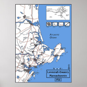 Póster Mapa del país de Lovecraft