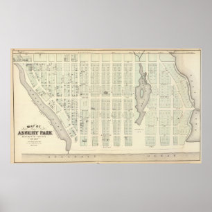 Póster Mapa del parque de Asbury, el condado de Monmouth,