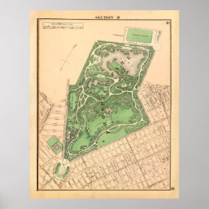Póster Mapa del Parque de la Antigua Perspectiva (1874) d