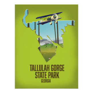 Póster mapa del parque estatal Tallulah Gorge