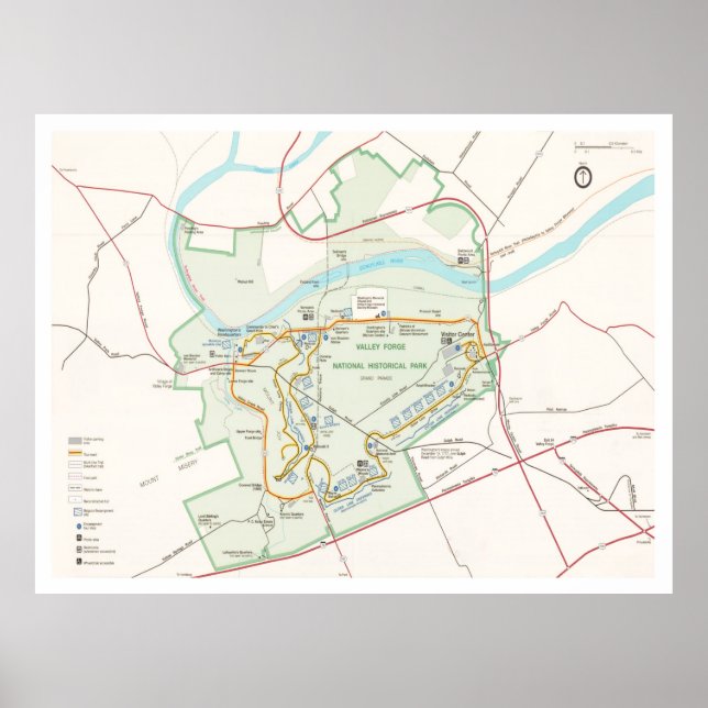 Póster Mapa del Parque Histórico Nacional de Valley Forge (Frente)