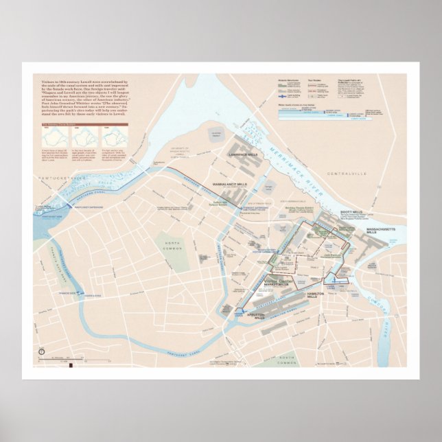 Póster Mapa del Parque Histórico Nacional Lowell (1999) (Frente)