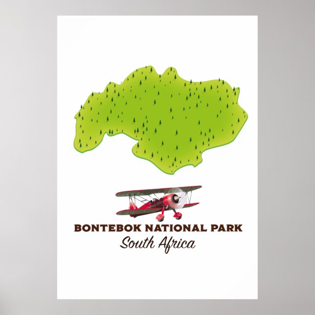 Póster Mapa del Parque Nacional Bontebok Sudáfrica (Frente)