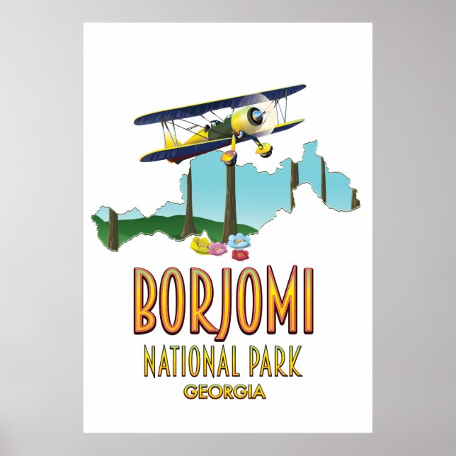 Póster Mapa del Parque Nacional Borjomi Georgia (Frente)