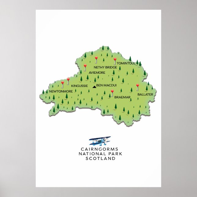 Póster mapa del Parque Nacional Cairngorms (Frente)