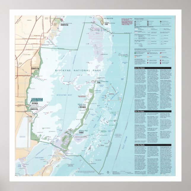 Póster Mapa del Parque Nacional de Biscayne (2011) (Frente)