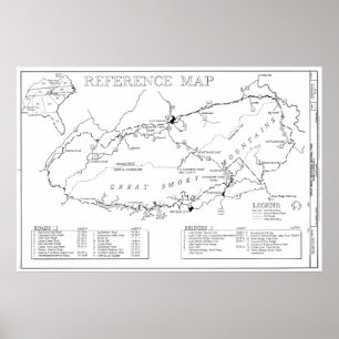 Póster Mapa del parque nacional de Great Smoky Mountains