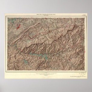 Póster Mapa del Parque Nacional de las Grandes Montañas A