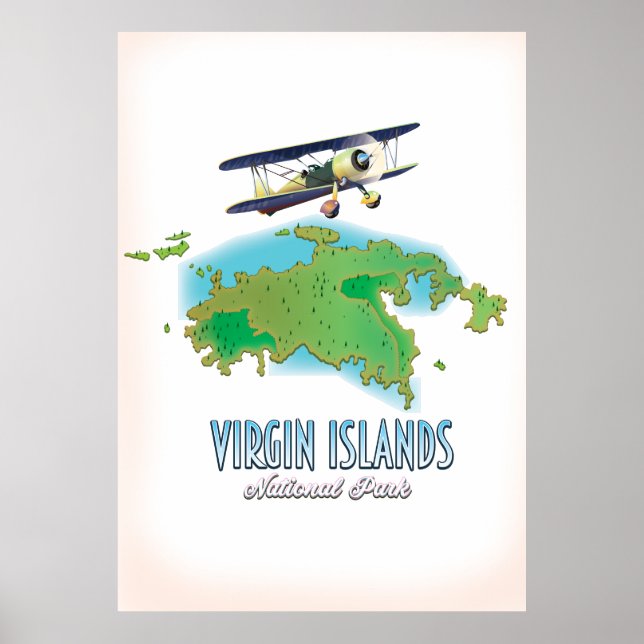 Póster Mapa del Parque Nacional de las Islas Vírgenes (Frente)