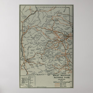 Póster Mapa del Parque Nacional de las Montañas Rocosas V
