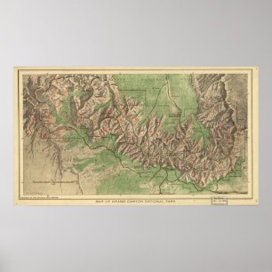 Póster Mapa del Parque Nacional del Gran Cañón 1926