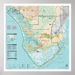 Póster Mapa del Parque Nacional Everglades (1996) Souther