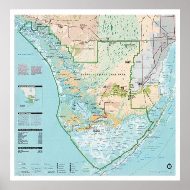 Póster Mapa del Parque Nacional Everglades (1996) Souther (Frente)