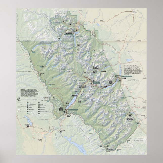 Póster Mapa del Parque Nacional Glaciar 2026 (Frente)