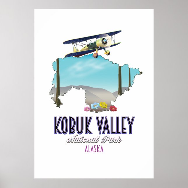 Póster Mapa del parque nacional Kobuk Valley Alaska (Frente)