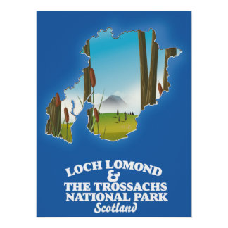 Póster mapa del parque nacional loch lomond y the trossac