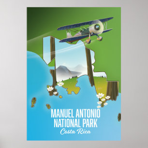 Póster Mapa del Parque Nacional Manuel Antonio, Costa Ric