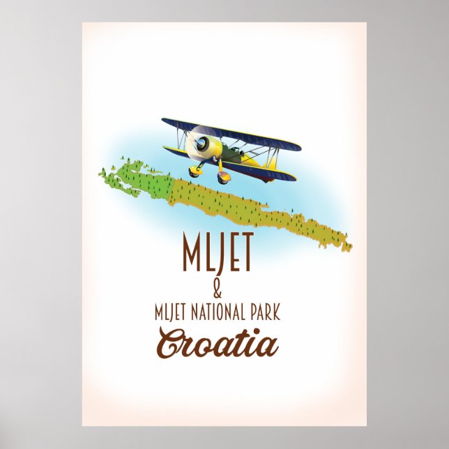 Póster Mapa del Parque Nacional Mljet Croacia (Frente)