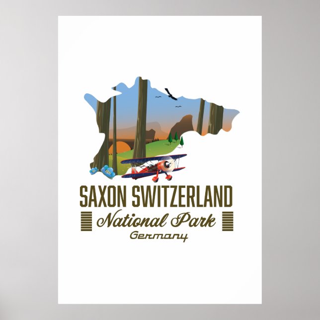 Póster Mapa del Parque Nacional Suiza Saxon (Frente)