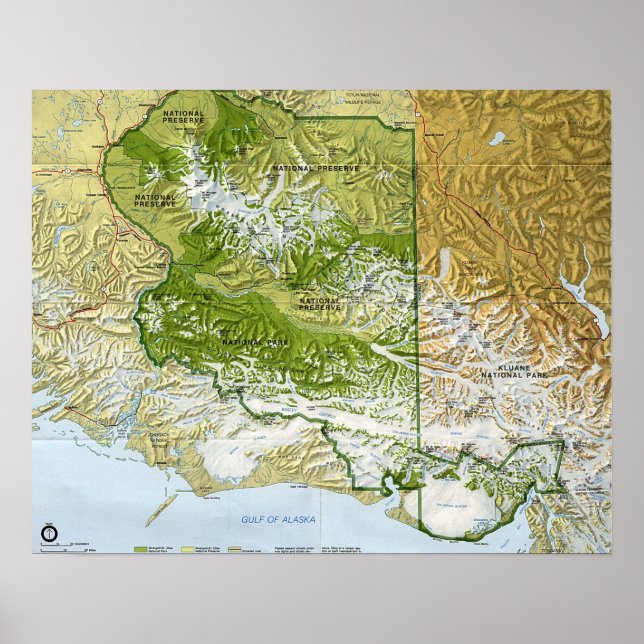 Póster Mapa del Parque Nacional Wrangell St. Elias (Frente)