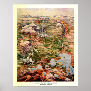 Póster Mapa del Parque Nacional Yellowstone
