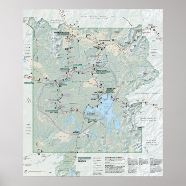Póster Mapa del Parque Nacional Yellowstone 2026 (Frente)