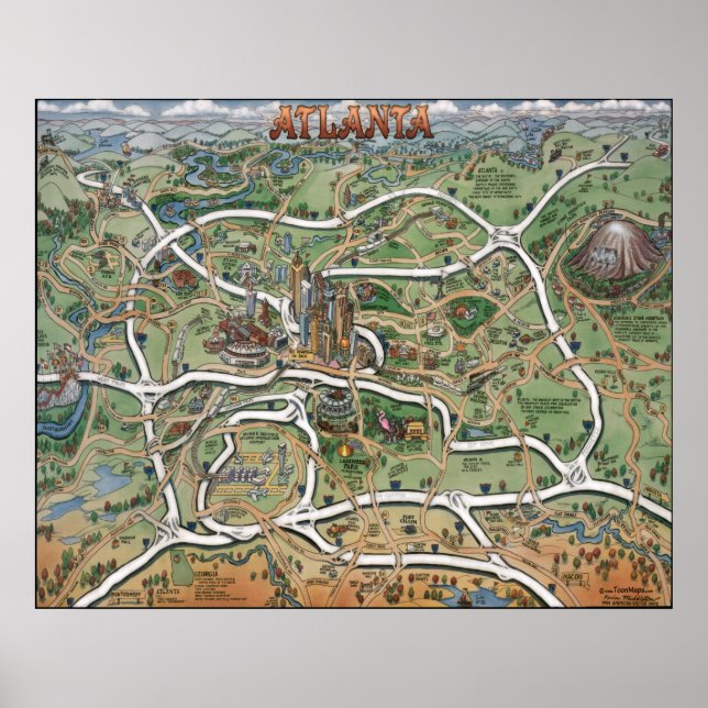 Póster Mapa del Personalizado de Atlanta Georgia (Frente)