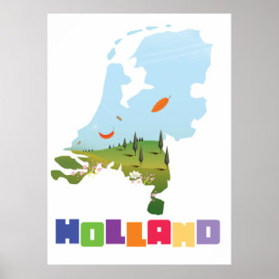 Póster Mapa del personalizado de Holanda