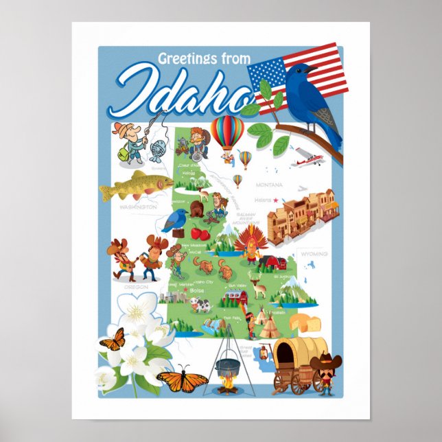 Póster Mapa del Personalizado de Idaho (Frente)