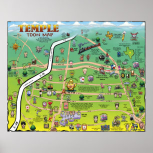 Póster Mapa del Personalizado de Temple Texas