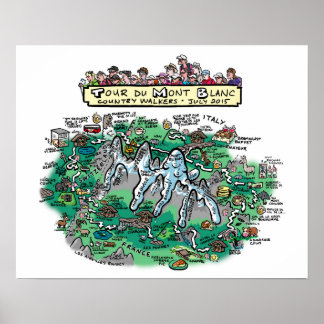 Póster Mapa del personalizado Tour du Mont Blanc - poster