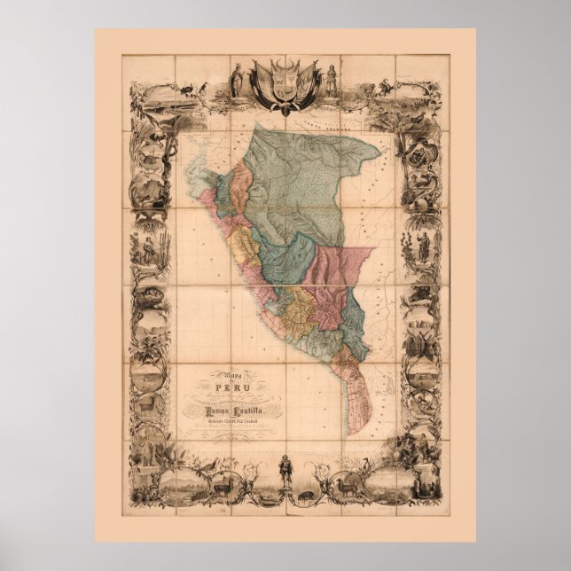 Póster Mapa del Perú (1862) (Frente)