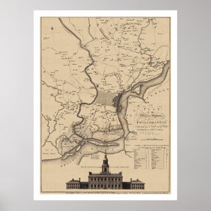 Póster Mapa del plan de Philadelphia - 1777