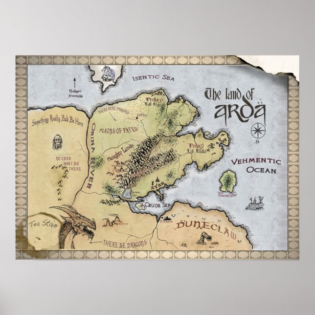 Póster Mapa del Poster de Arda (Frente)