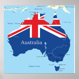 Póster Mapa Del Poster De Australia