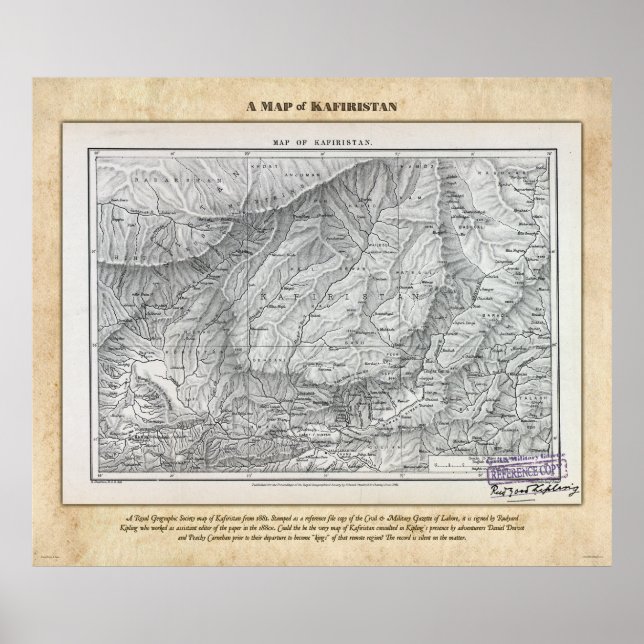 Póster Mapa del Poster de Kafiristán (Frente)
