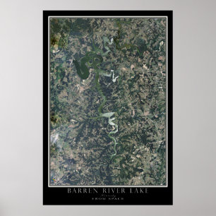 Póster Mapa del Poster de satélites del lago Barren River
