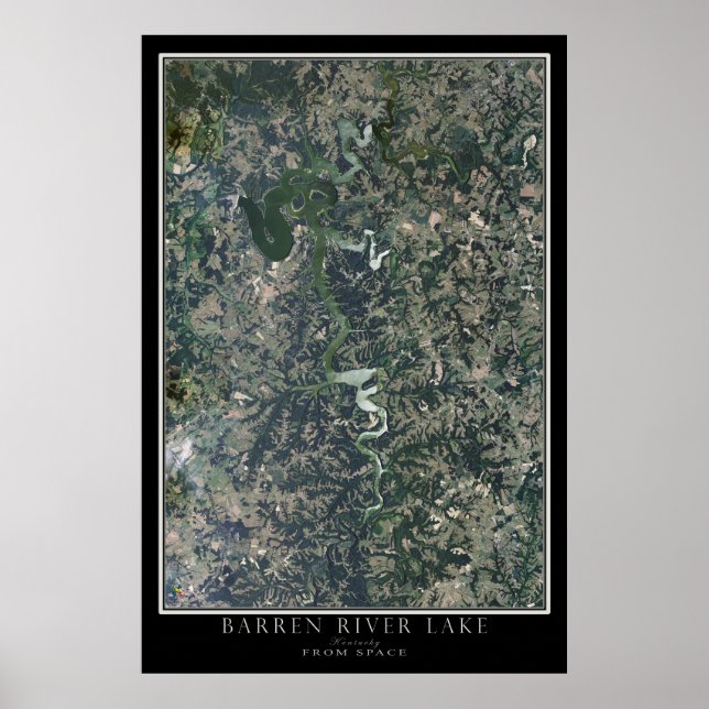 Póster Mapa del Poster de satélites del lago Barren River (Frente)