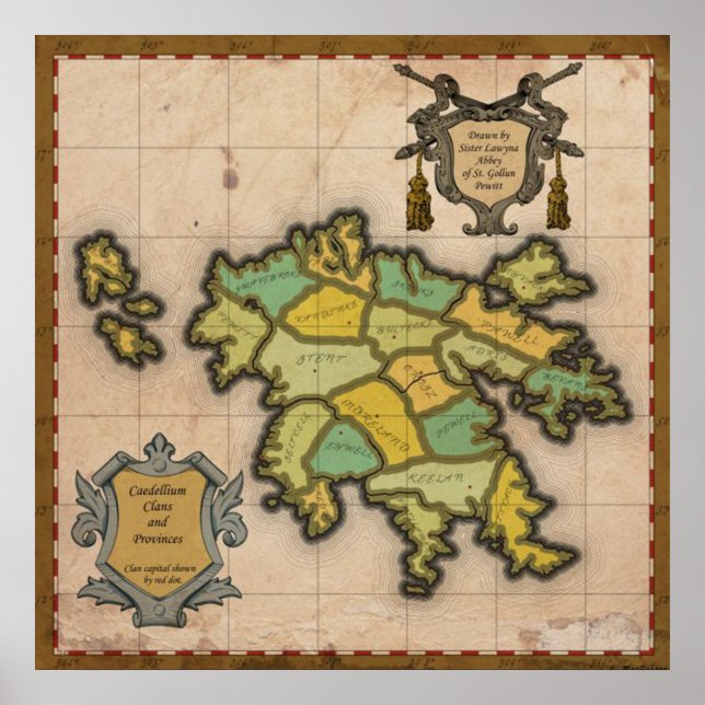 Póster Mapa del poster del cedellium temprano (Frente)