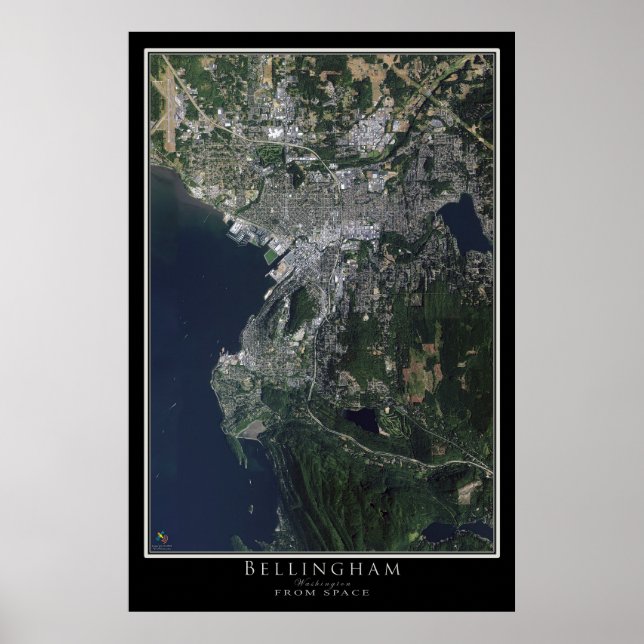 Póster Mapa del Poster por satélite Bellingham Washington (Frente)