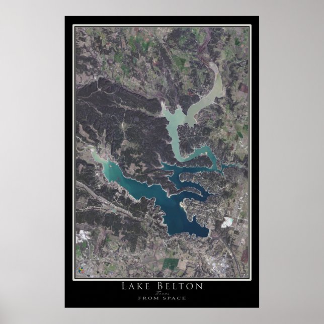 Póster Mapa del Poster por satélite de Belton Lake Texas (Frente)