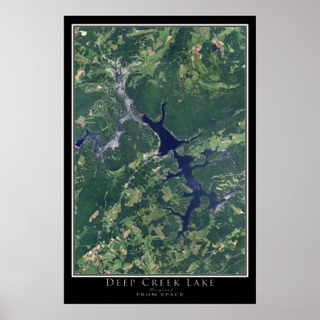 Póster Mapa del Poster por satélite de la Laguna de Maryl (Frente)
